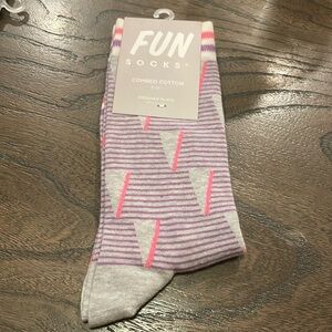 Gray & Purple Striped Women’s Fun Socks
